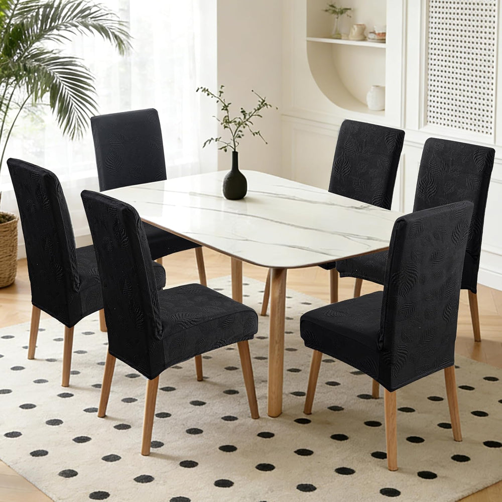 Genina Waterproof Dining Chair Cover Set of 4,Kitchen Chair Cover,Black