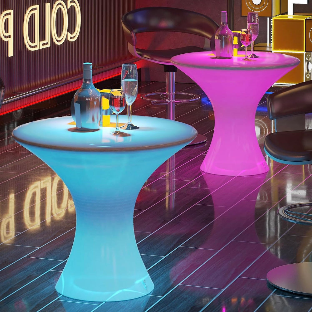 Mjkone 23" Height LED Bar Table with 16 RGB Multi-Colored Lights, Rechar...