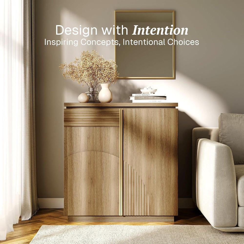BELLEZE 31" Kassi Sideboard Buffet Cabinet - Camel