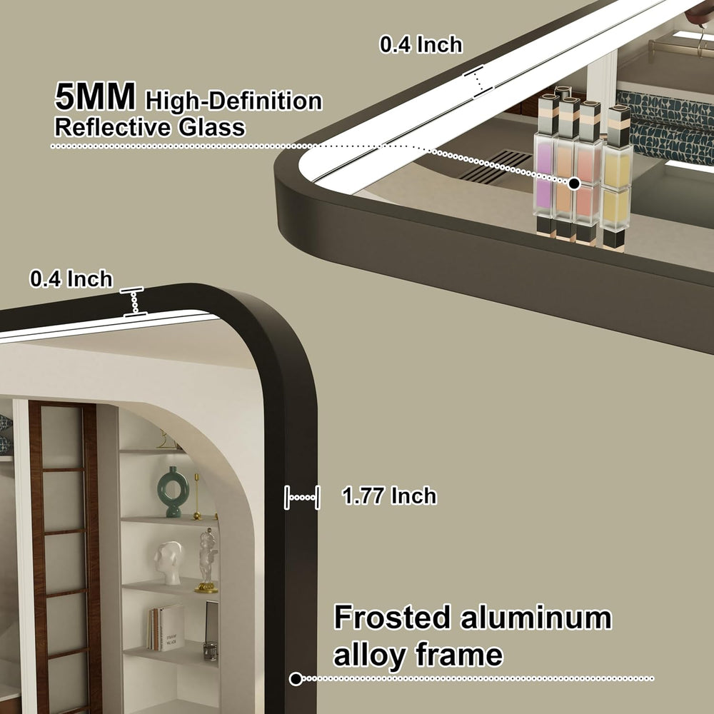 40"x30" Black LED Bathroom Mirror with Lights, 3000K/4500K/6000K