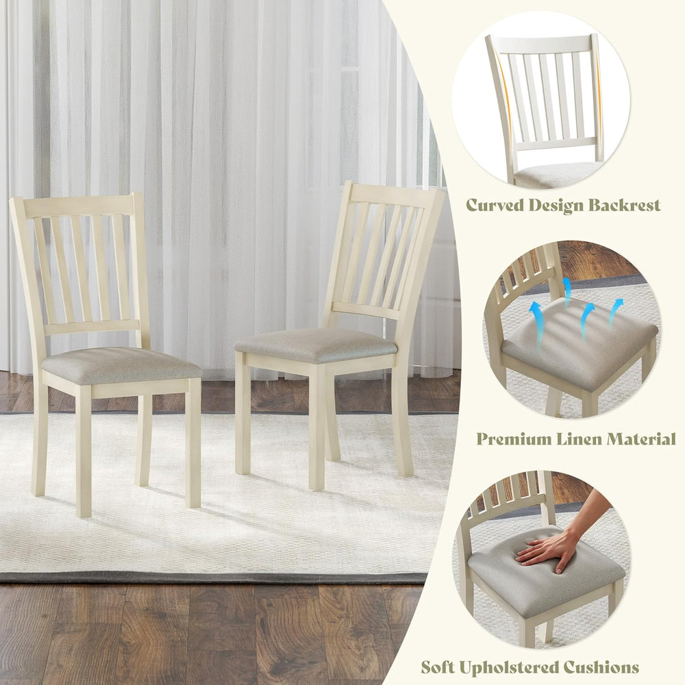 AMERLIFE 9 Piece Farmhouse Dining Table Set with 79" Table, Cream