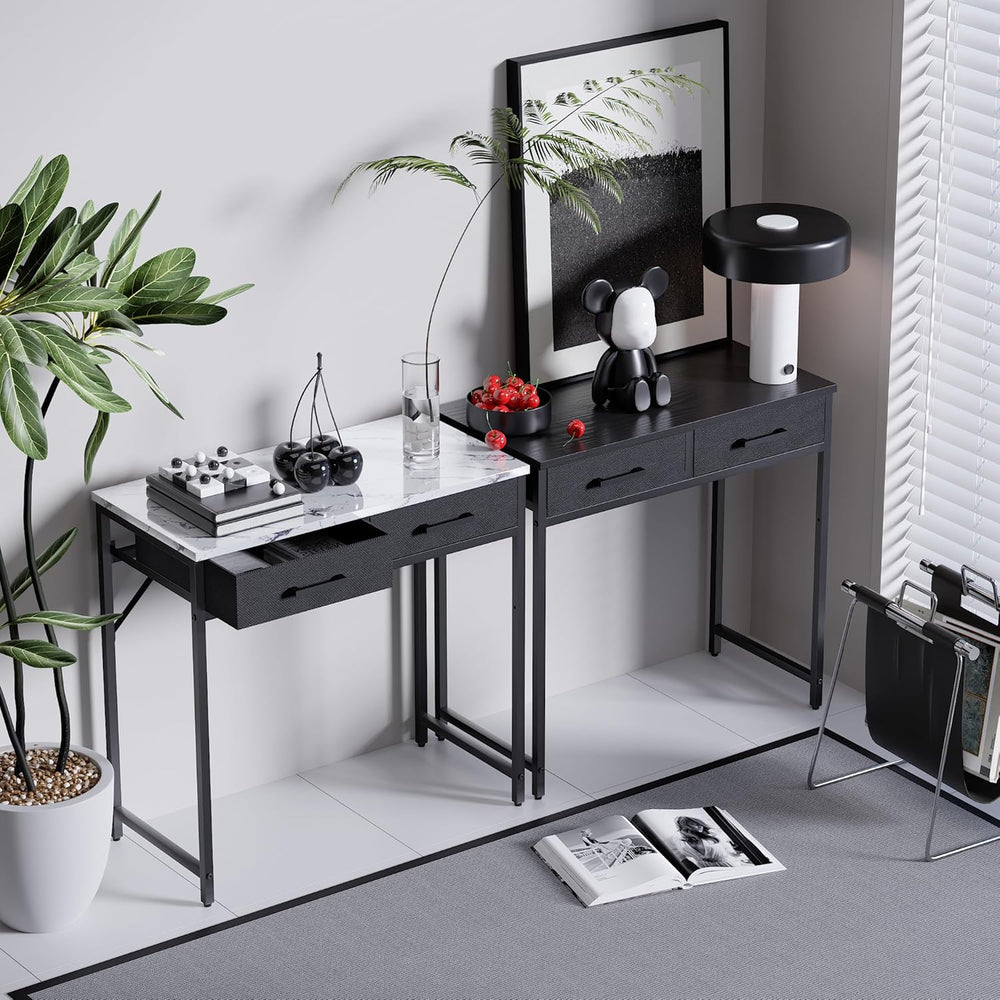 Pamray 32 Inch Small Computer Desk with 2 Drawers for Bedroom Study Writing H...