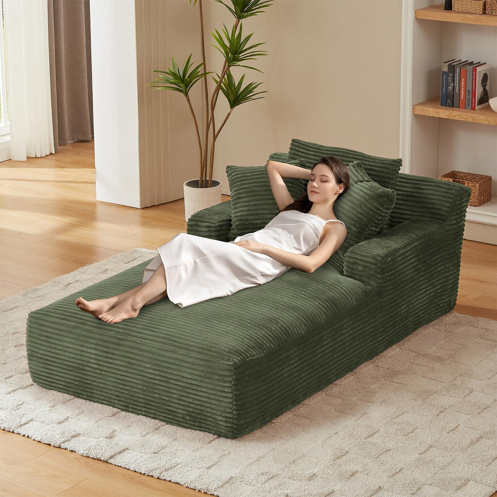 HANXIN Couch Chaise Lounge Chair Indoor, Boneless Sleeper Sofa Bed, Green
