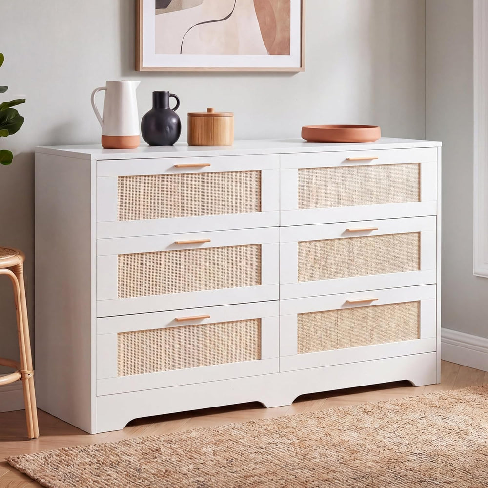 Dresser for Bedroom 6 Drawer White Dresser Bedroom Furniture Storage for Bedr...