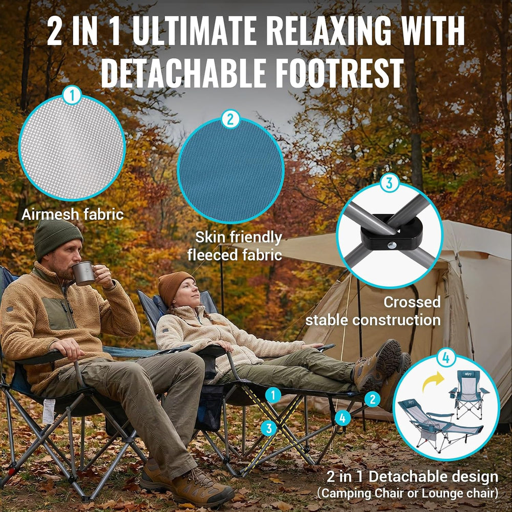 #WEJOY 2-in-1 Reclining Camping Chair with Footrest for Adults