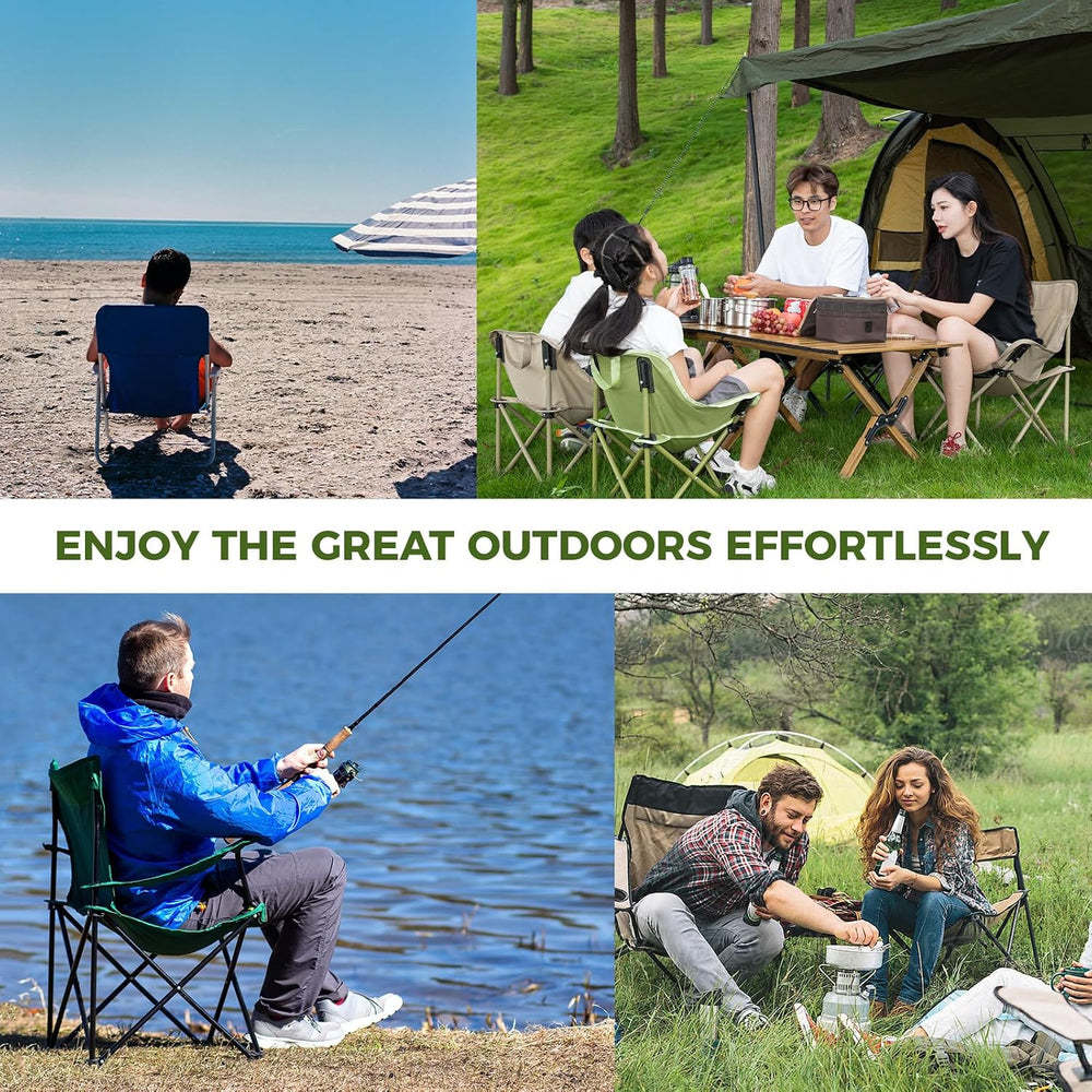 Portable Camping Chair, 60cm Wide Seat Folding Chair with Lumbar Support, 265...
