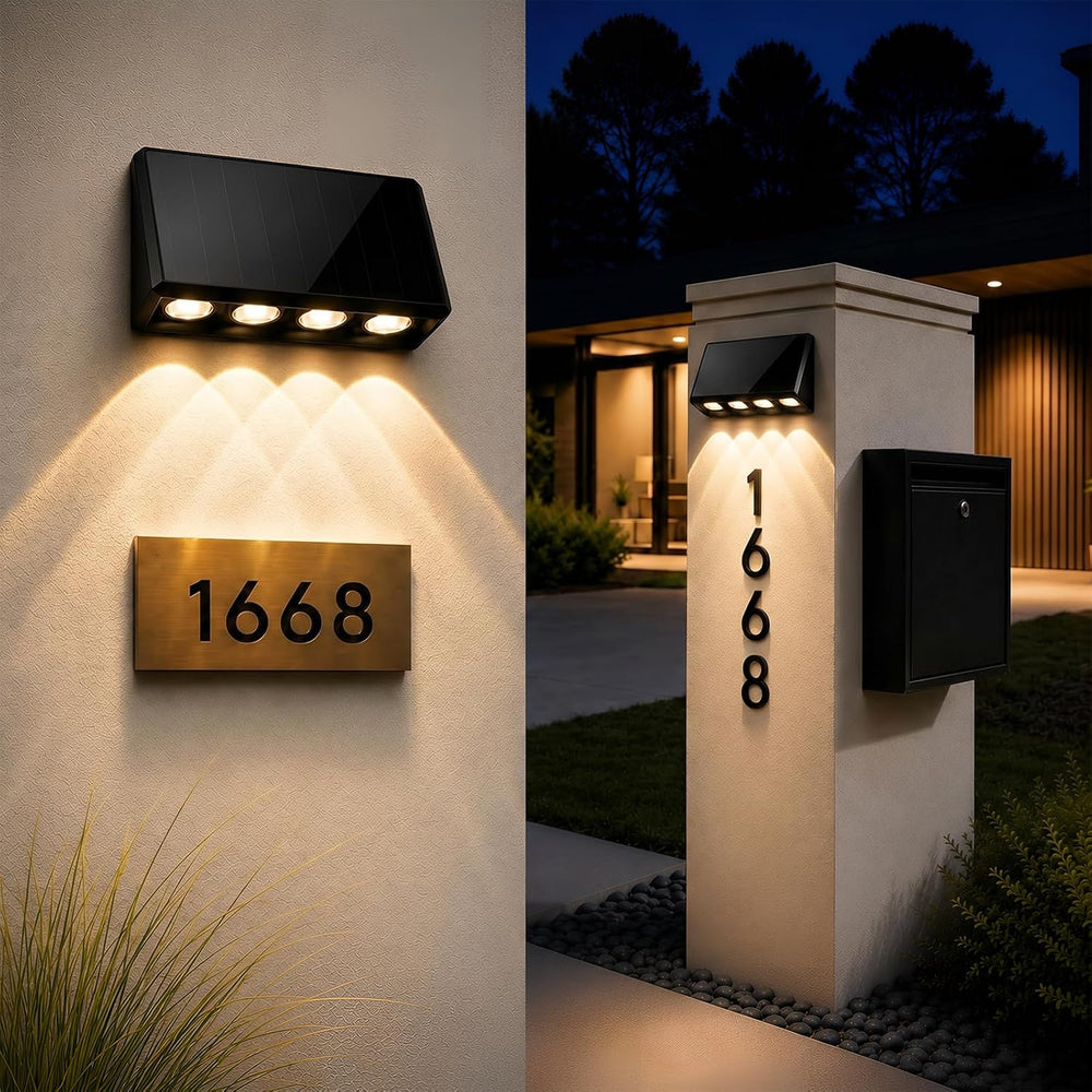 Solar Wall Lights Outdoor, 4-LED 3 Modes Fence Lights Solar Powered, 8 Pack
