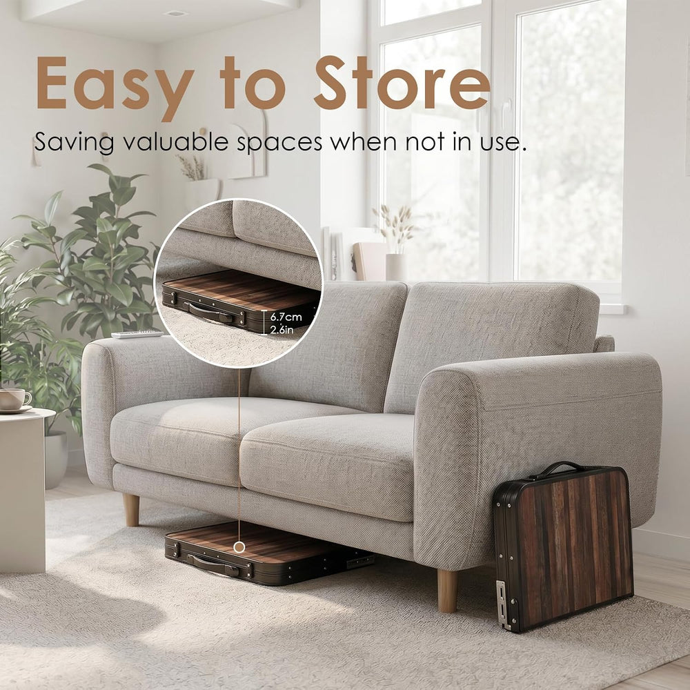 Folding TV Dinner Tray Table, Adjustable Height Sofa Snack Table