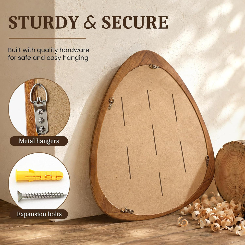 Trsury 24"x19" Solid Wood Asymmetrical Mirror (Natural Wood)