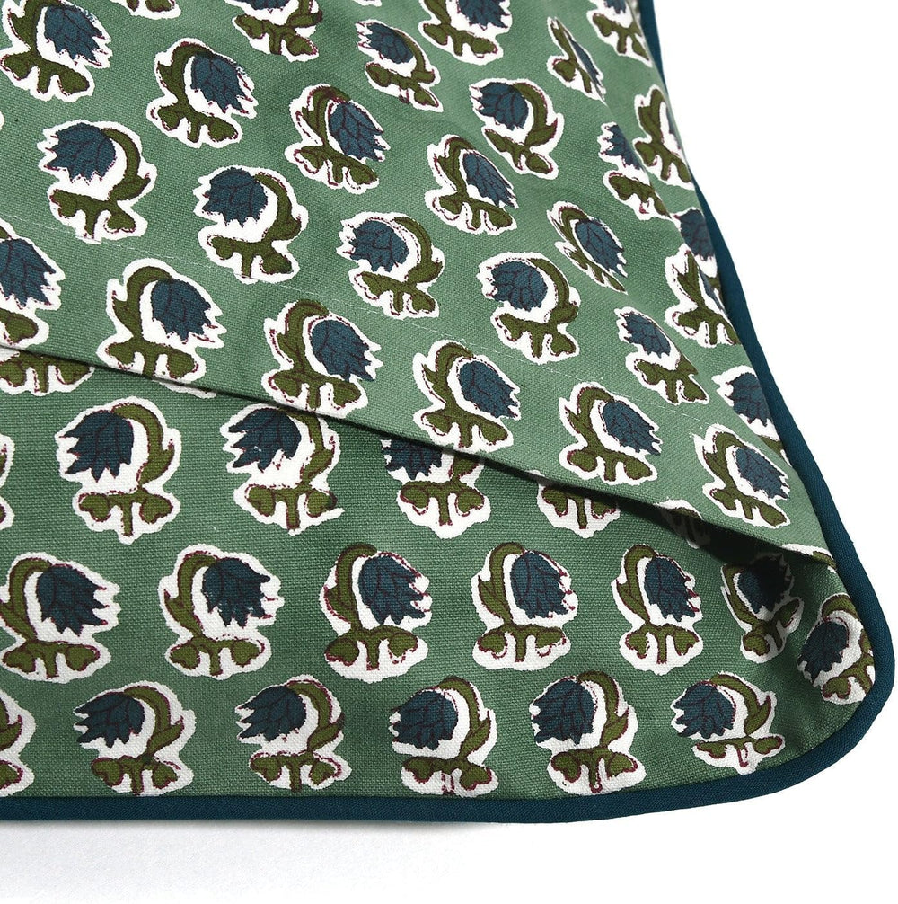 Ridhi Basil Green Hand Block Print Cotton Pillow Cover 18x18 Inch Set of 2