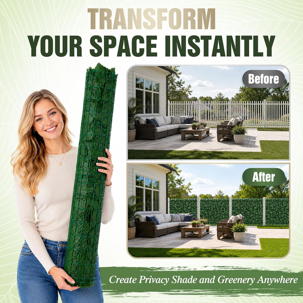 240x40 in Artificial Ivy Privacy Fence Screen, Privacy Fence Panels Faux Gree...