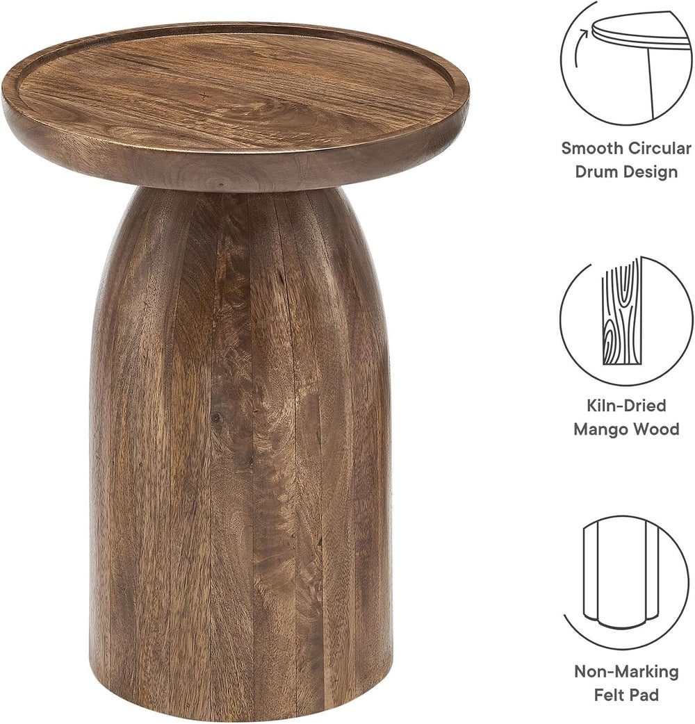 Modway Holloway Solid Mango Wood Side End Table in Walnut – Contemporary Wood...