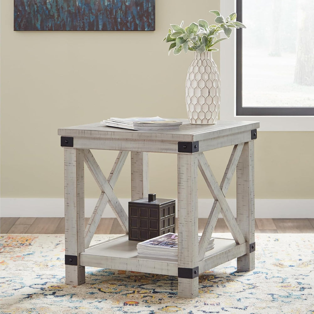 Signature Design by Ashley Carynhurst End Side Table, Farmhouse Whitewash