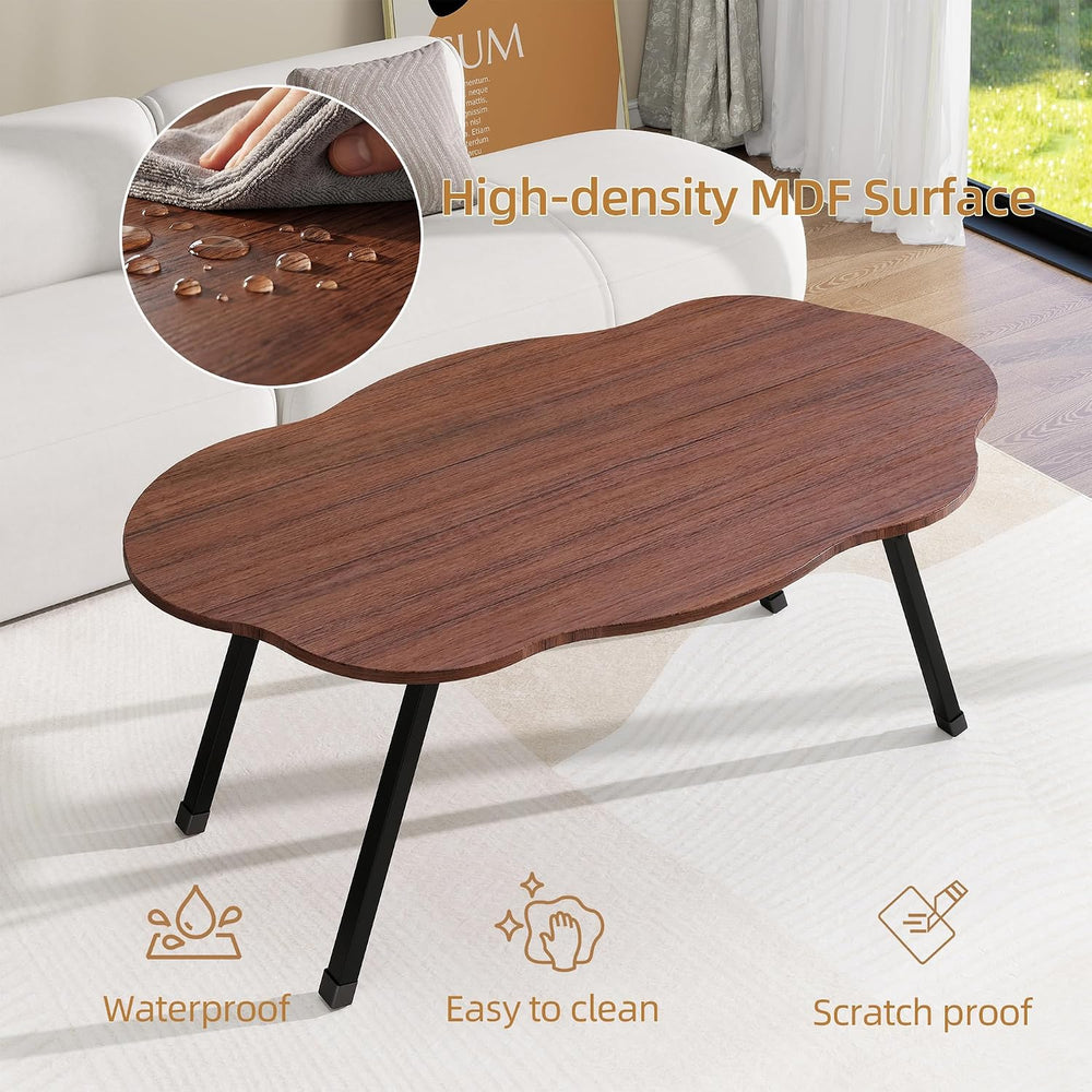 Folding Coffee Table,Cloud Coffee Table for Living Room,Walnut