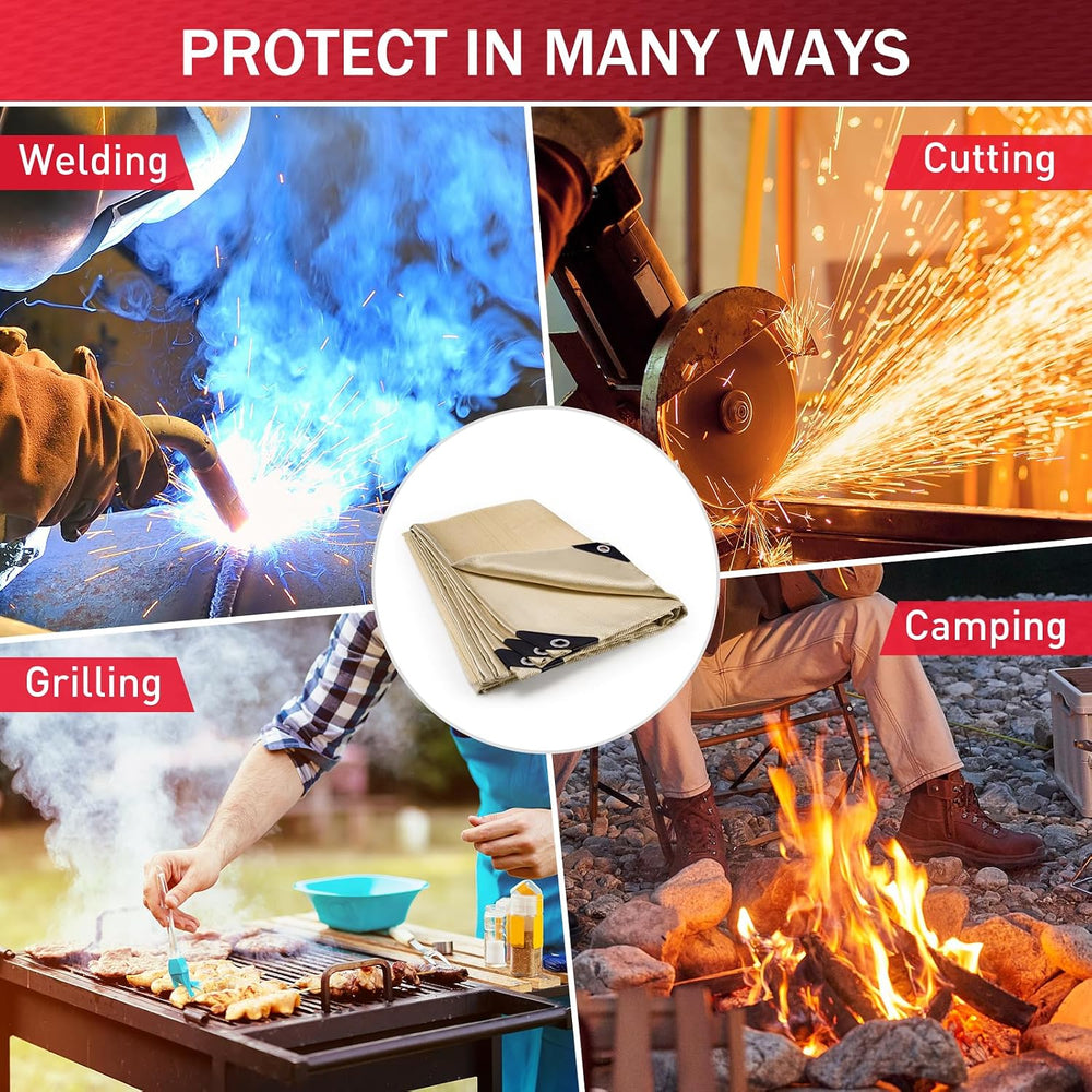 2 Pack Welding Blanket 6x8 ft - Heavy Duty Fiberglass Fire Resistant Blankets...