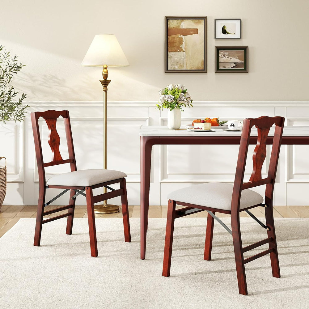 GIANTEX Folding Dining Chairs Set of 4, Upholstered Dining Chairs with Comfy ...