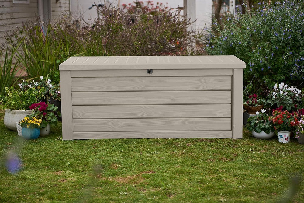 Keter Westwood 150 Gal Outdoor Storage Box for Patio and Pool Accessories