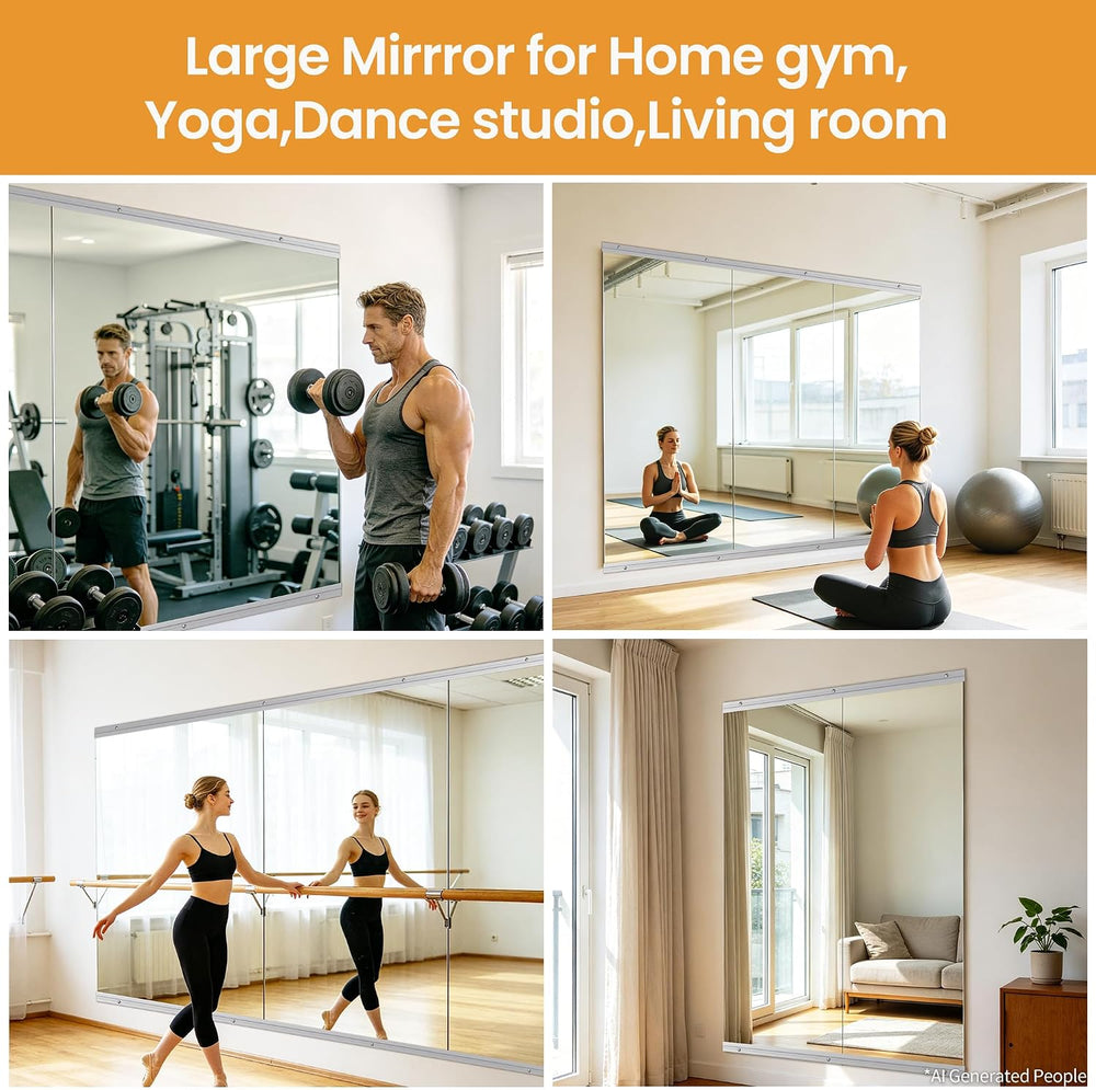 Home Gym Mirror, 56"x16"-2 PCS Gym Mirrors for Wall