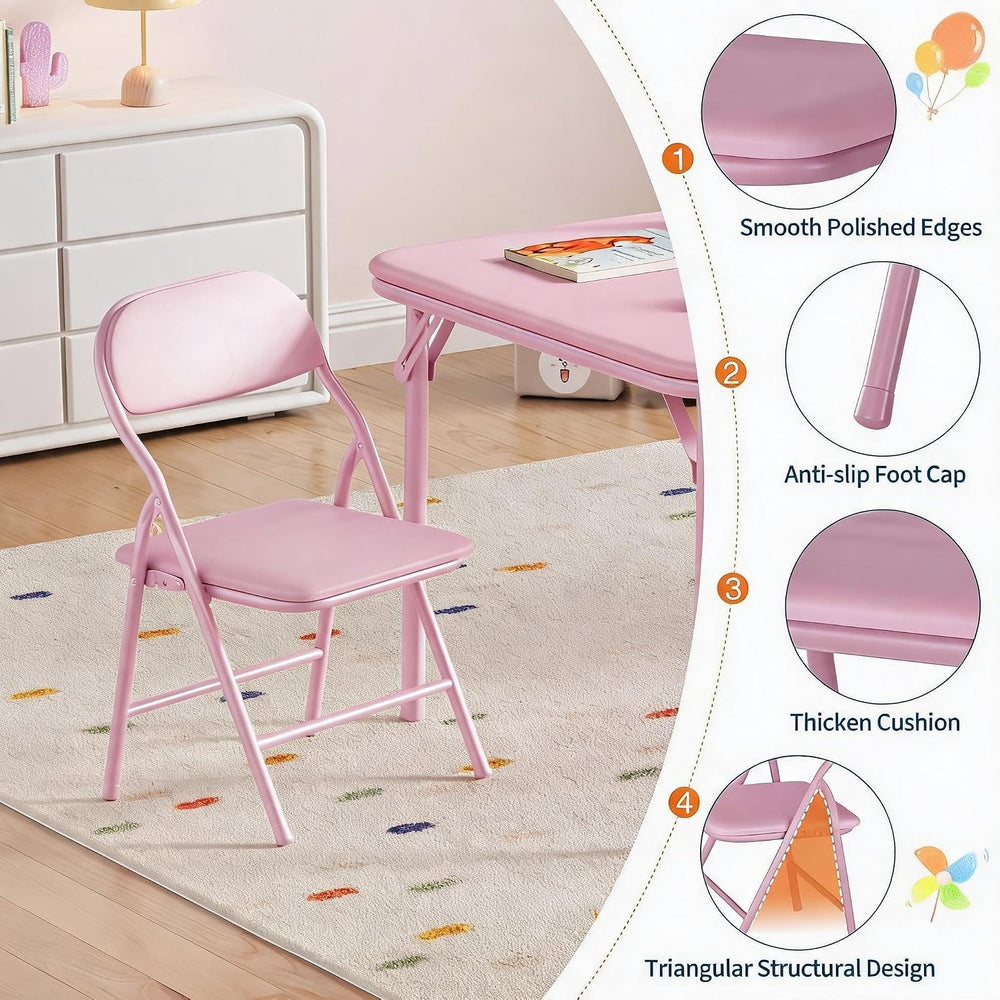 Garvee 5-Piece Folding Table and Chairs for Boys and Girls