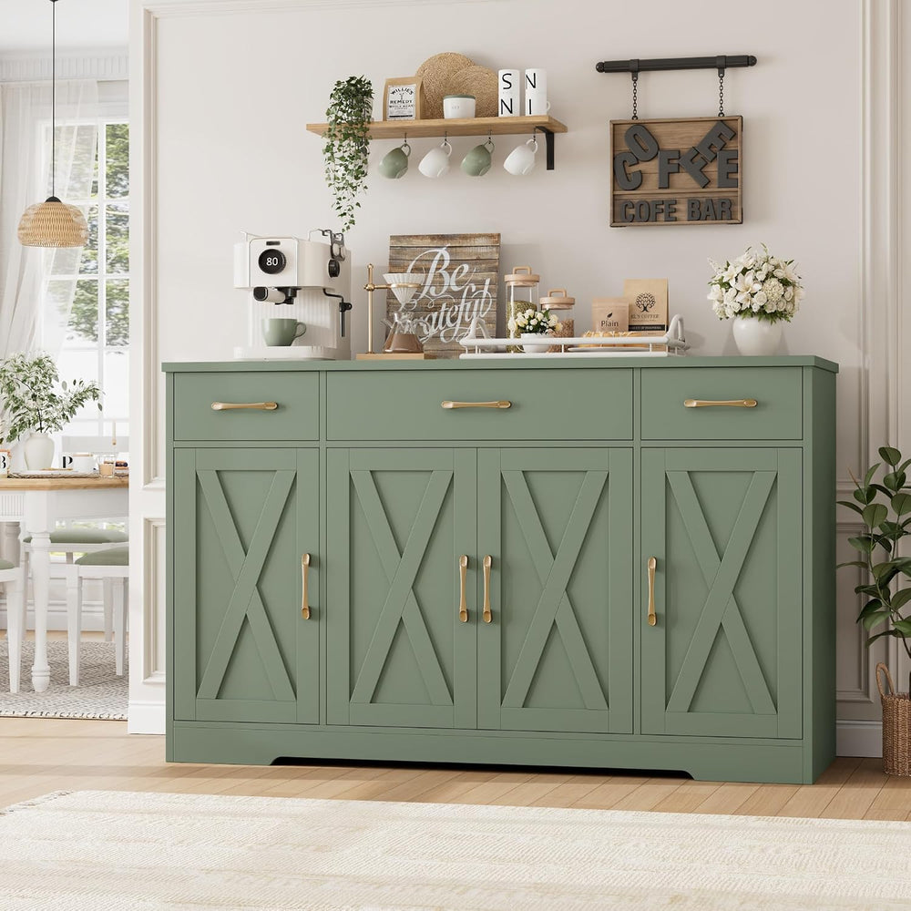 HOSTACK Kitchen Buffet Sideboard Storage Cabinet, Coffee Bar Cabinet, Green