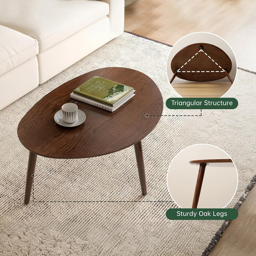 Small Oval Coffee Table, 25.6'' Small Mid Century Modern End Table fo...