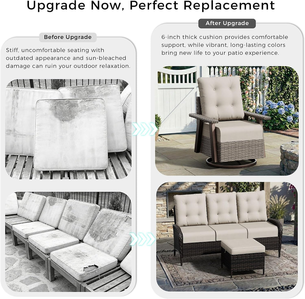 Patio Furniture Cushions Set, 22x24 Inch Outdoor Deep Seat Chair Cushions, Wa...