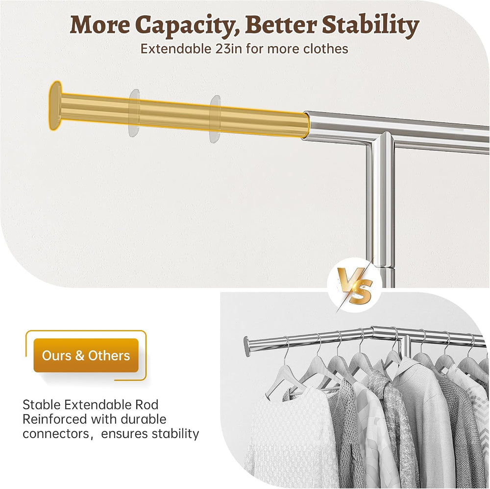 Raybee heavy duty clothes rack with wheels, 485LBS, Bottom Storage Basket