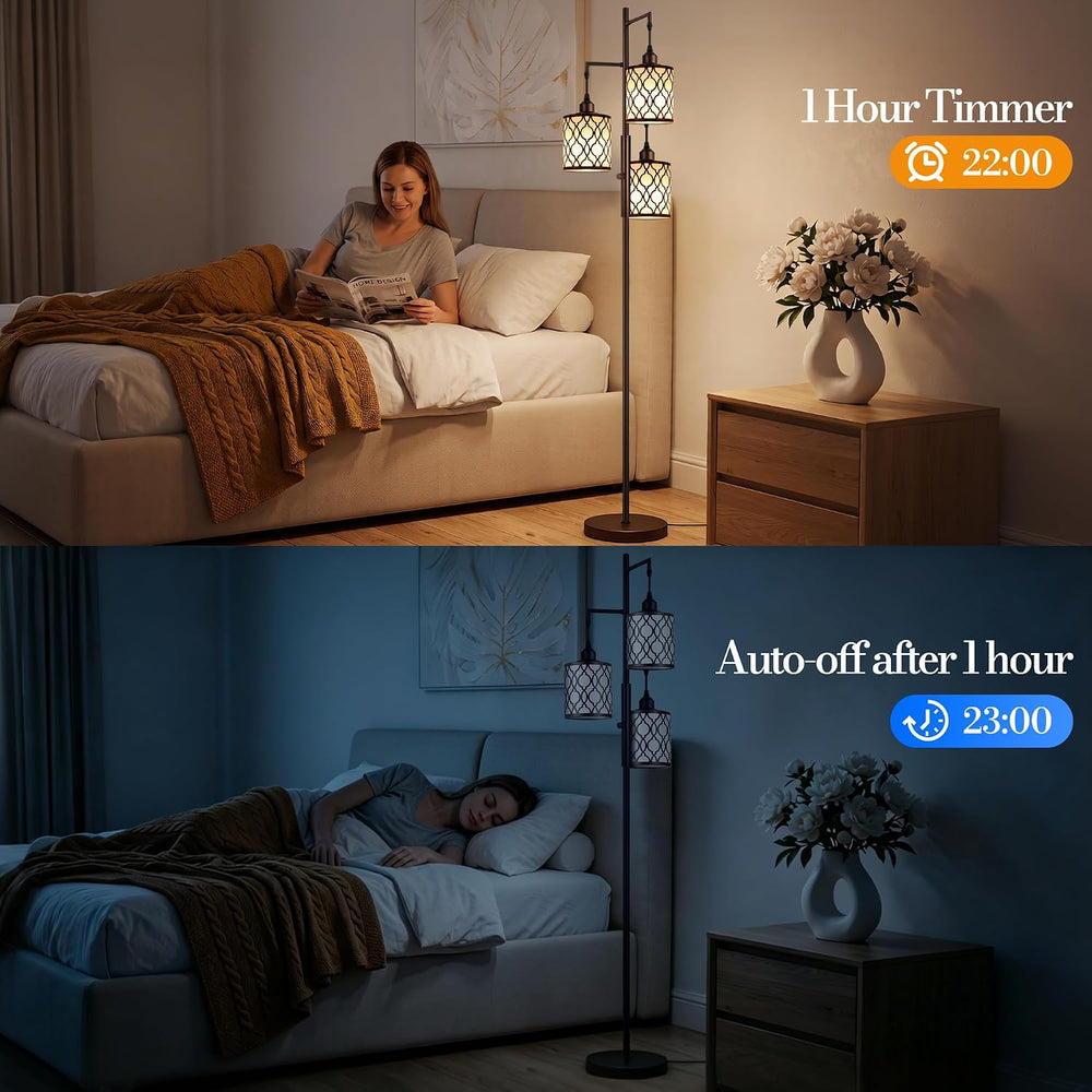 73" Dimmable Floor Lamp for Living Room, Standing lamps with Remote, Brown