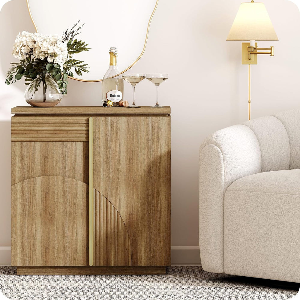 BELLEZE 31" Kassi Sideboard Buffet Cabinet - Camel