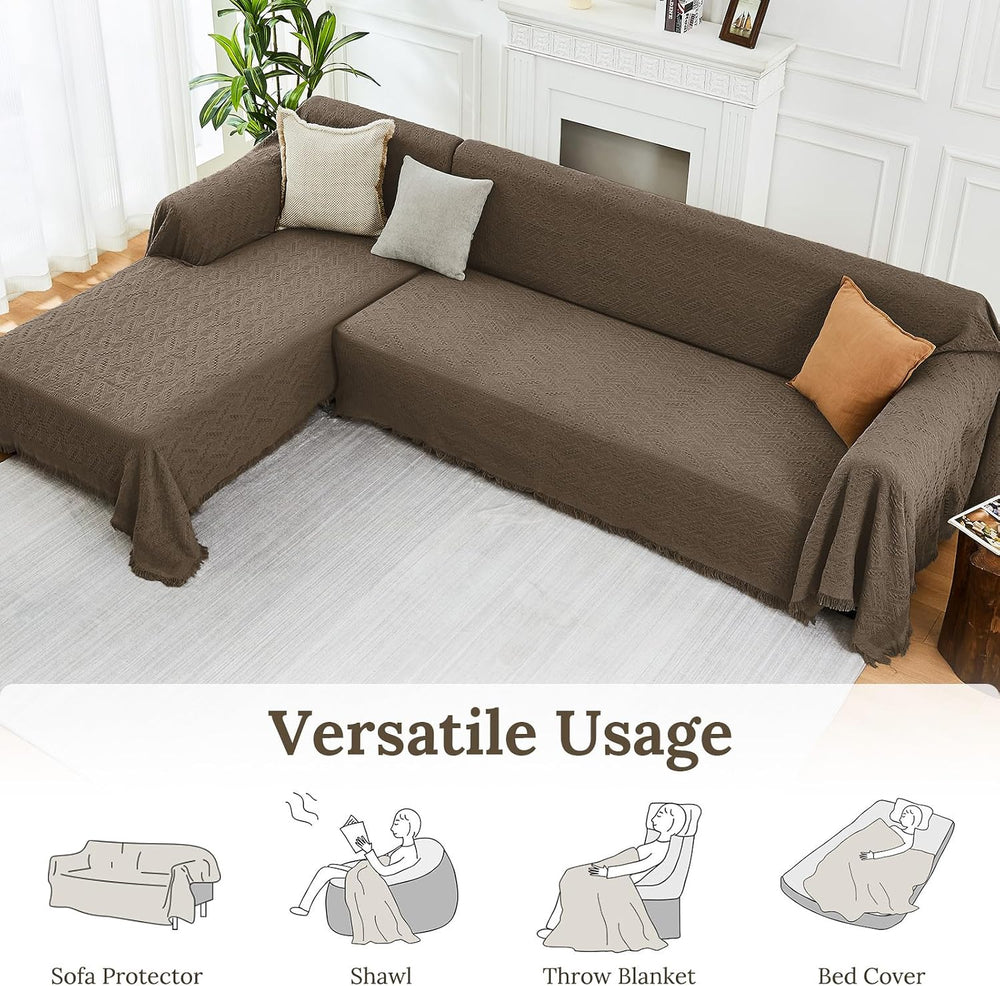 HOMERILLA 2 Piece Sectional Couch Cover for L Shape Sofa Taupe XL