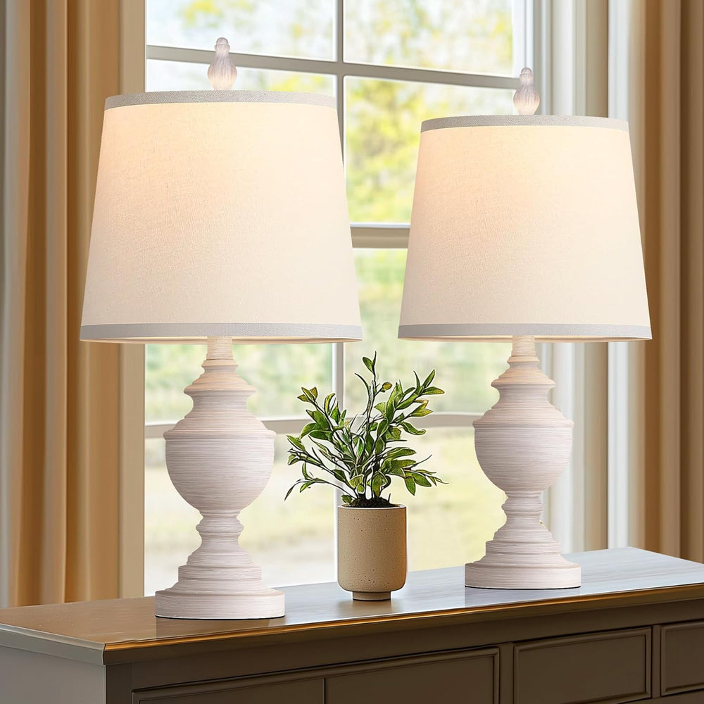 PARTPHONER Retro Table Lamps Set of 2, Bedside Lamp for Bedroom Rustic Farmho...