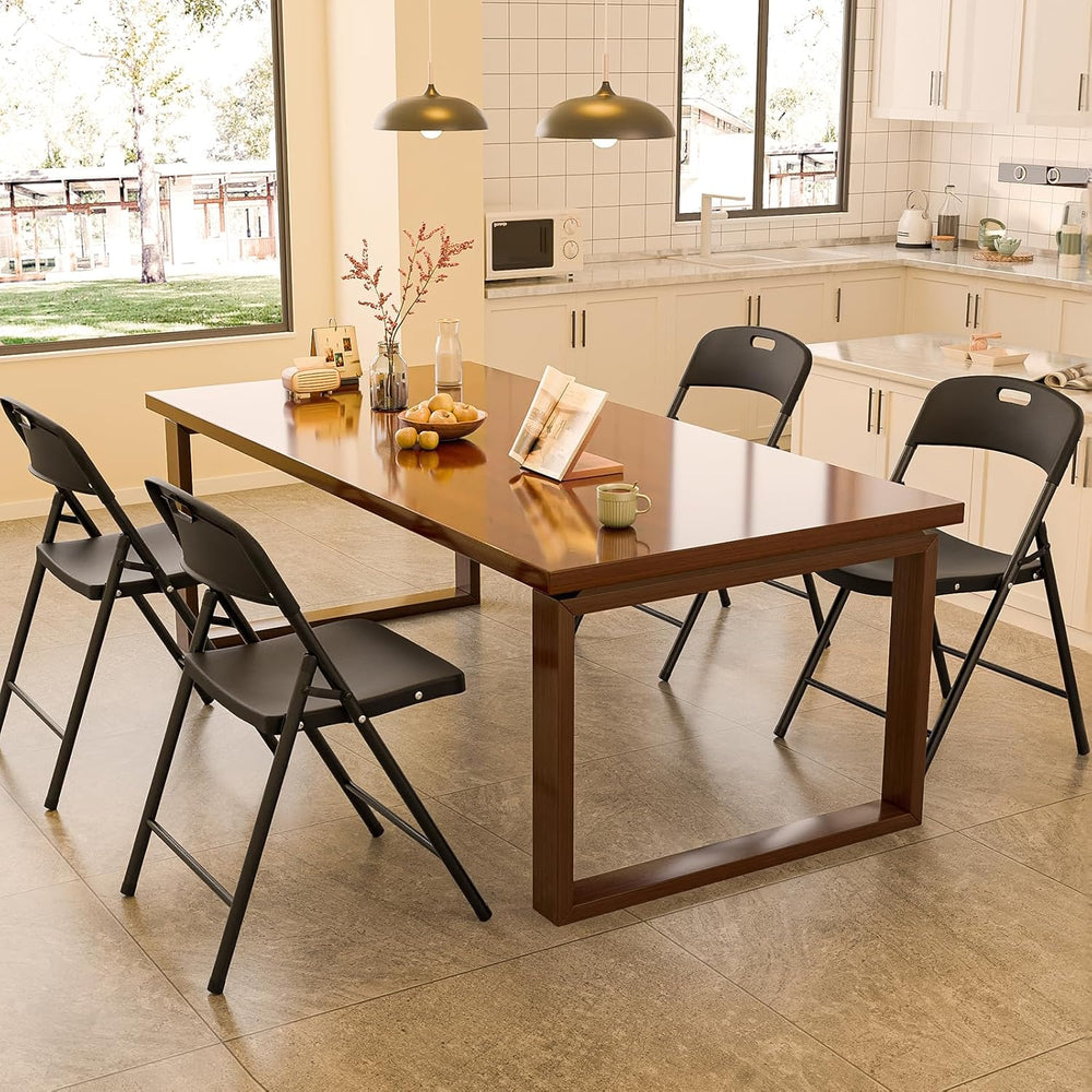 Bonnlo 10-Pack Black Plastic Folding Chairs, Portable Seat with Sturdy Steel ...