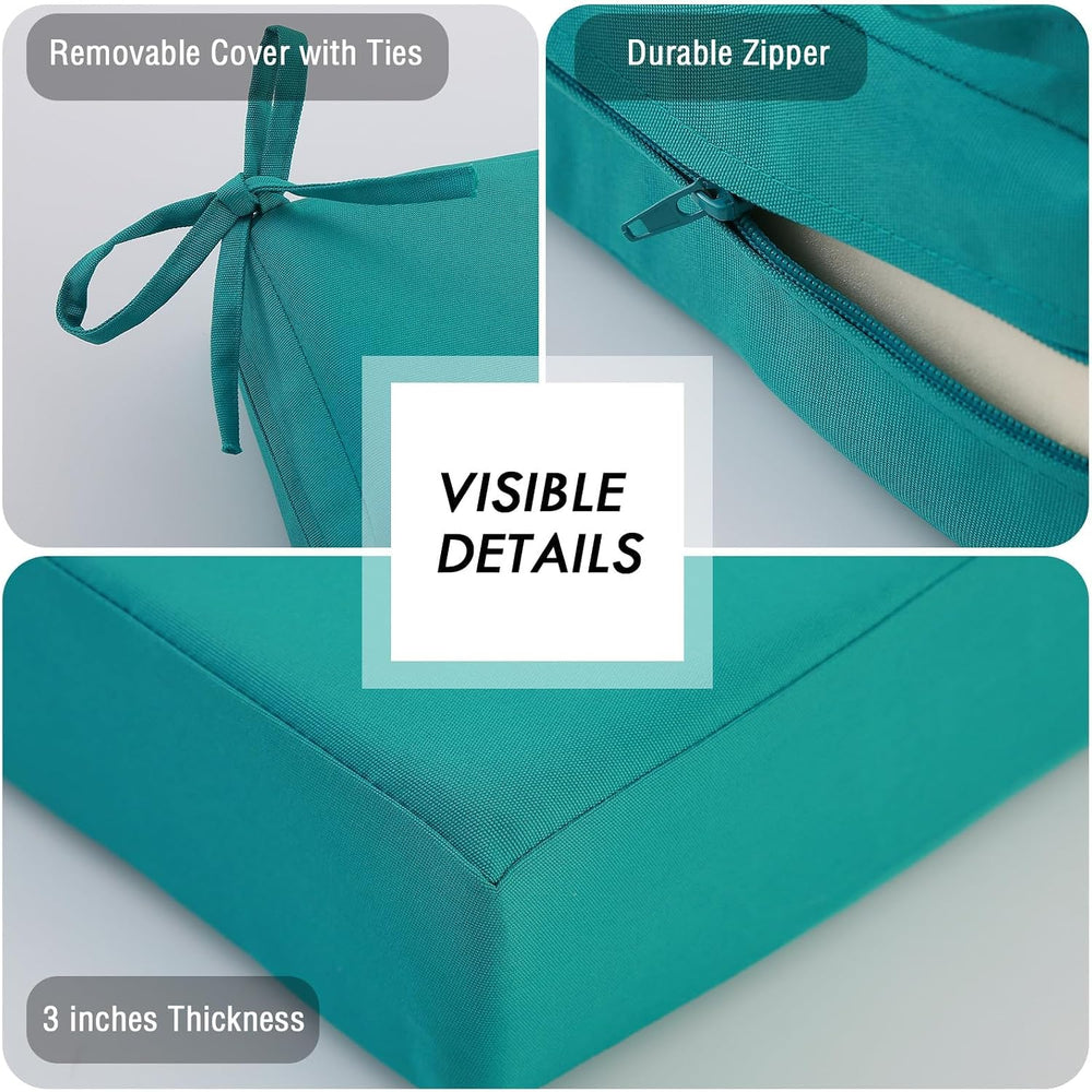 idee-home Outdoor Chair Cushions Set of 2, Waterproof Outdoor Seat Cushions