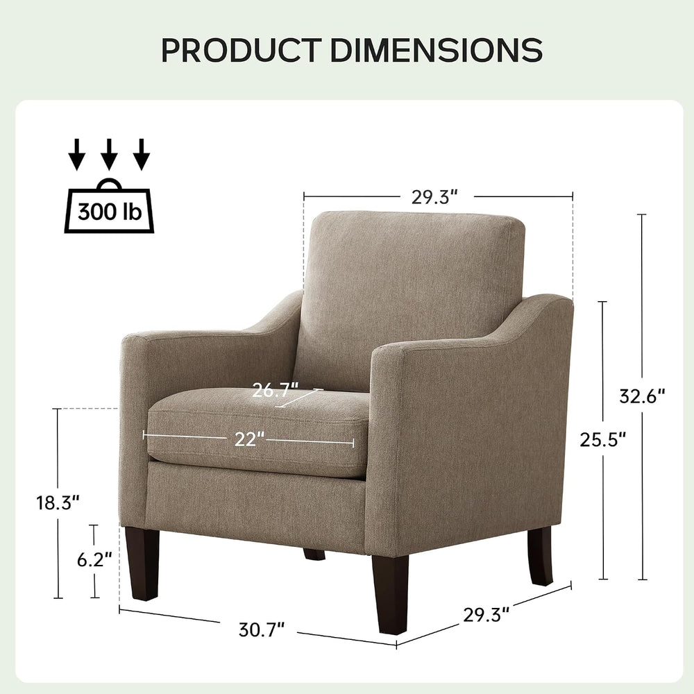 VKNOW Accent Chairs Set of 2, Modern Upholstered Armchairs, Brown