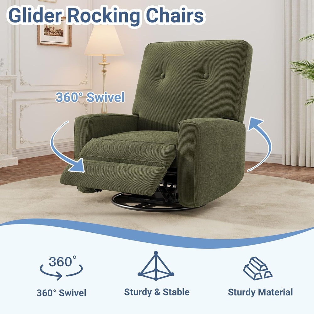 IDEALHOUSE 360° Recliner Chair with Adjustable Backrest & Footrest, Green