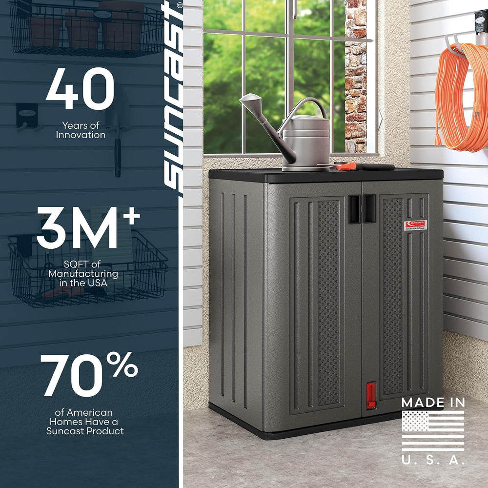 Suncast 30" Heavy-Duty Resin Garage Cabinet, Lockable, Dark Gray