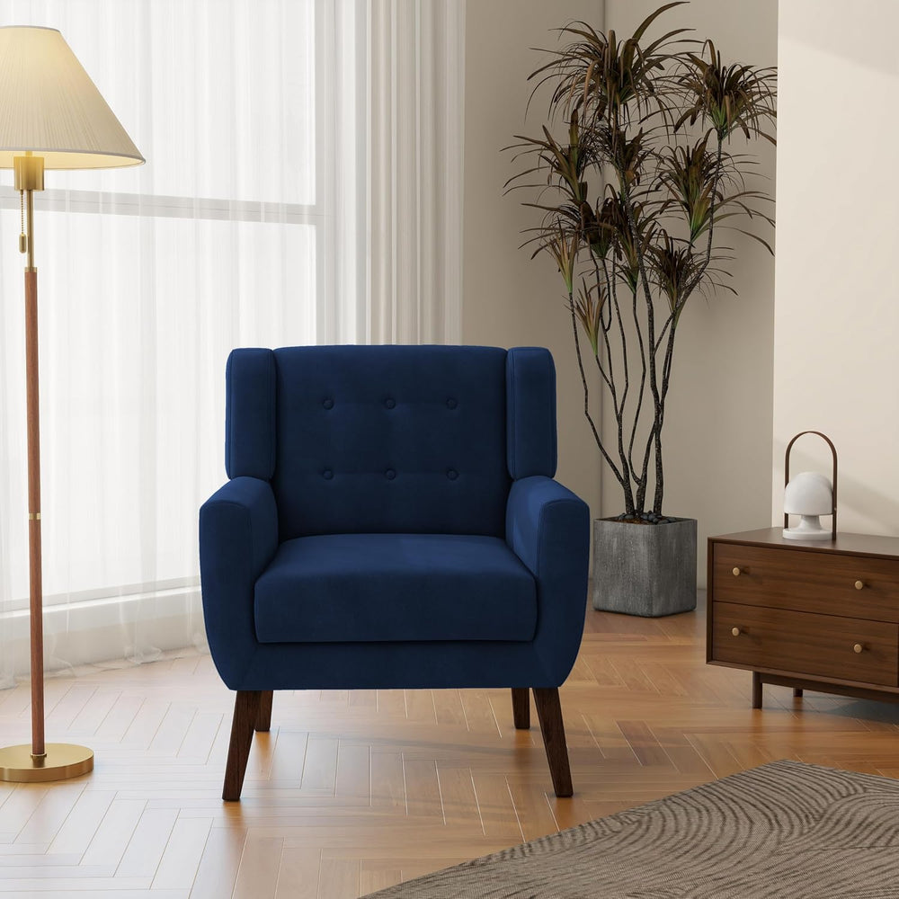 Accent Chairs Set of 2, Comfy Reading Armchair, Royal Blue