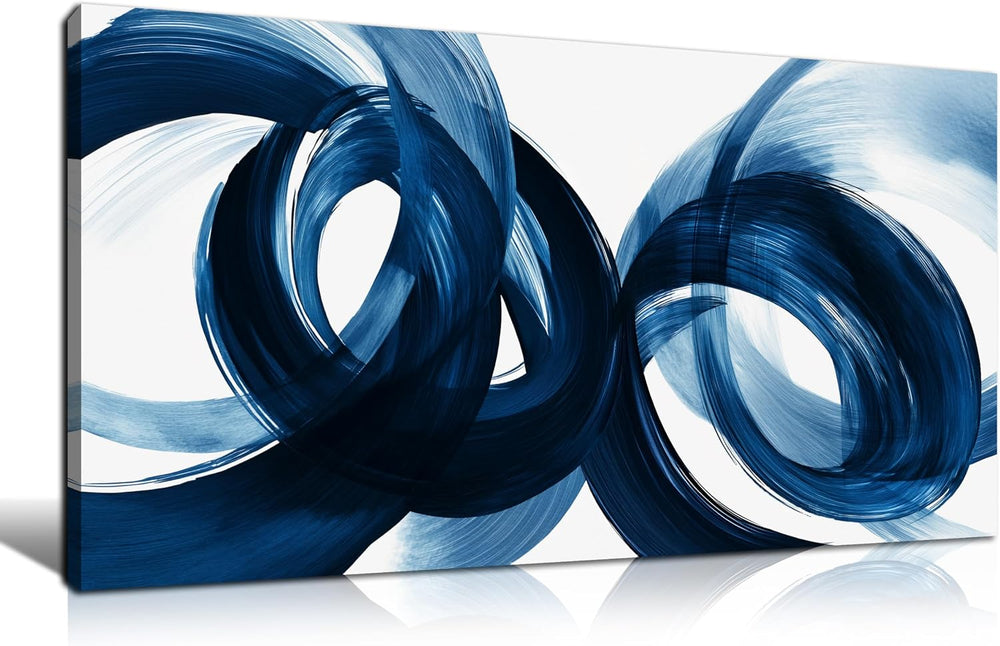 MXUNYZ Blue Abstract Canvas Wall Art Bedroom Modern Minimalist Wall Decor
