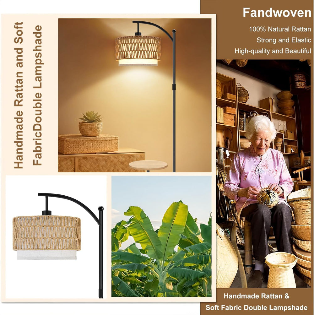 Floor Lamp with Shelves Dimmable, 3 Color Modes for Living Room