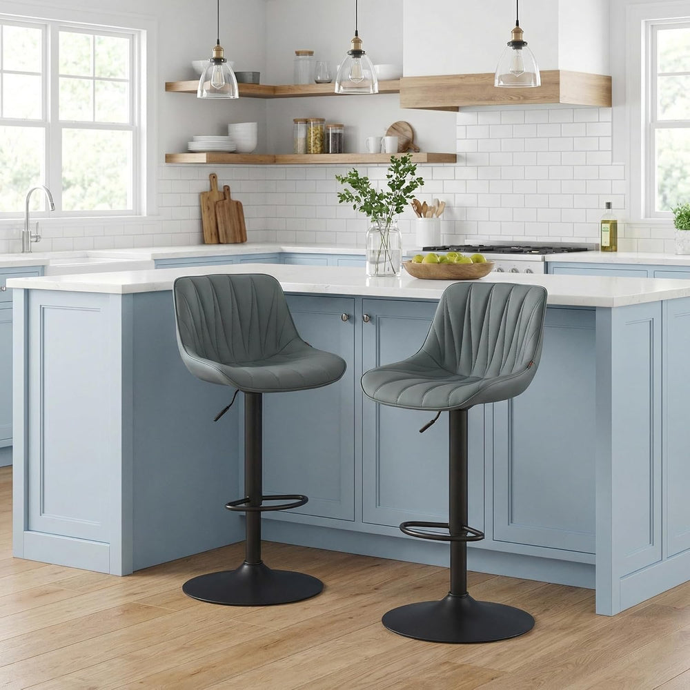 YOUNIKE Grayish Green Bar Stools Set of 2 for Kitchen Island
