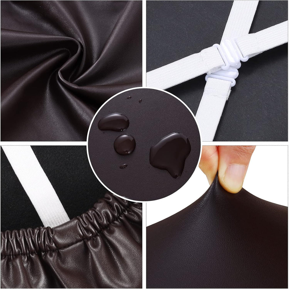 Fuloon Dining Chair Seat Covers 6 PCS, Solid Pu Leather Waterproof Seat Cushi...