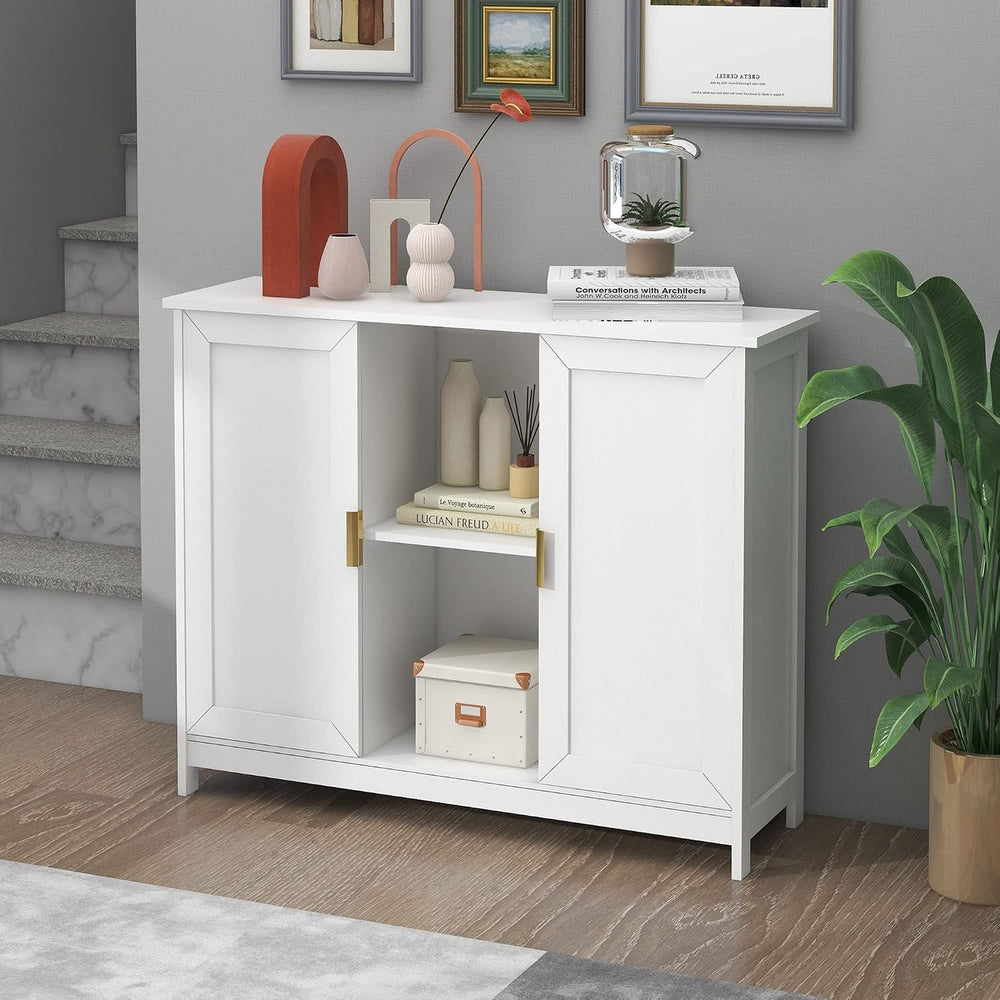 TaoHFE White Buffet Cabinet with Storage,Wooden Narrow Entryway Cabinets