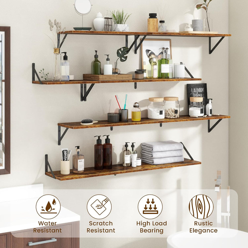 55" Long Wall Mounted Floating Shelves,8 inch Deep Floating Shelf with M...