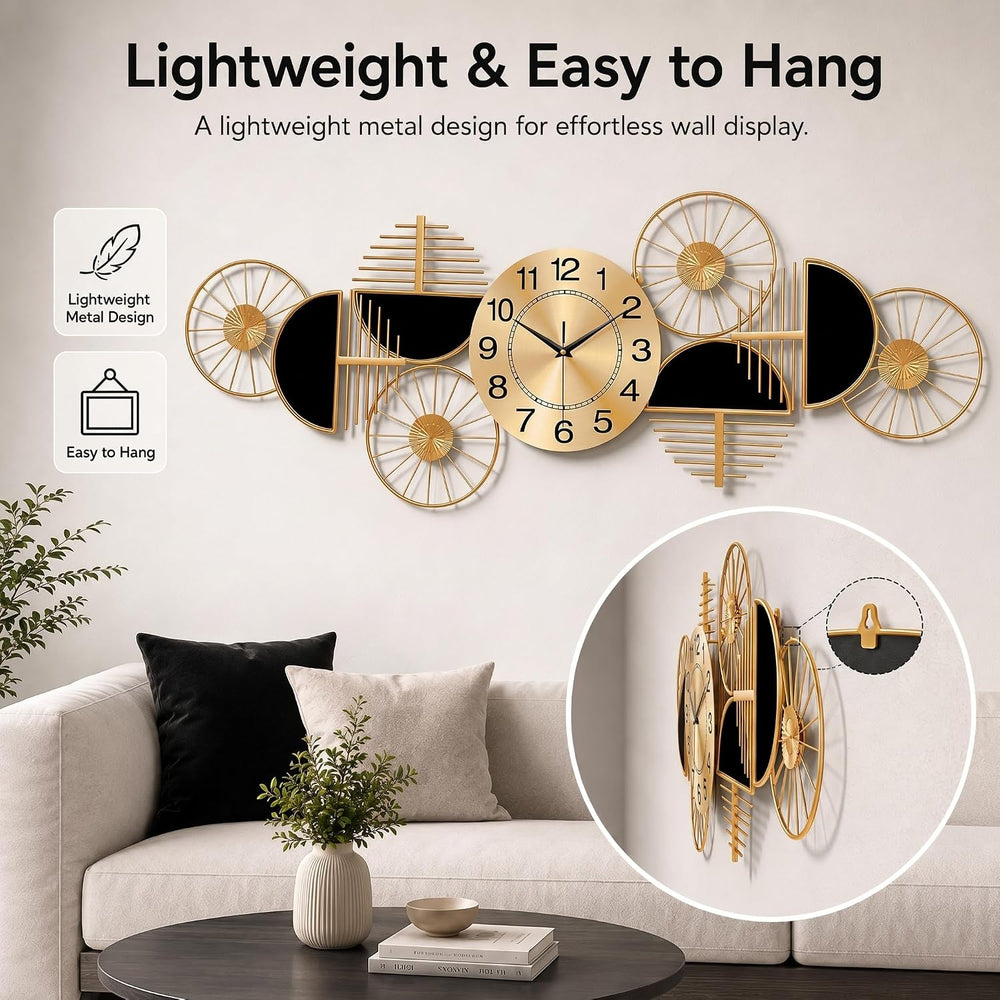 40" Large Modern Wall Clock, 3D Metal Wall Art for Living Room