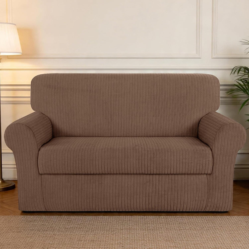 Loveseat Cover Stretching Skid,1 Cushion Cover, Brown