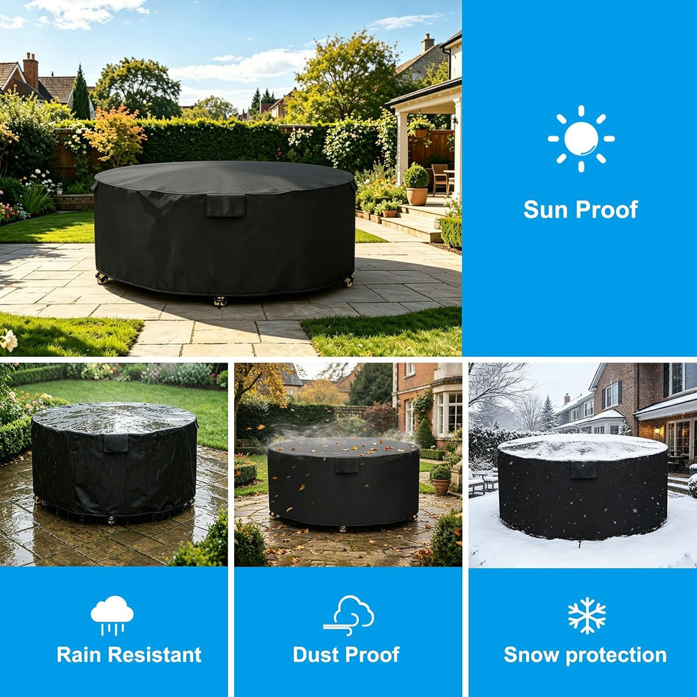 Round Patio Table Cover Waterproof, 90.55“ Diax 28.35” H Heavy Duty Oxford Fa...