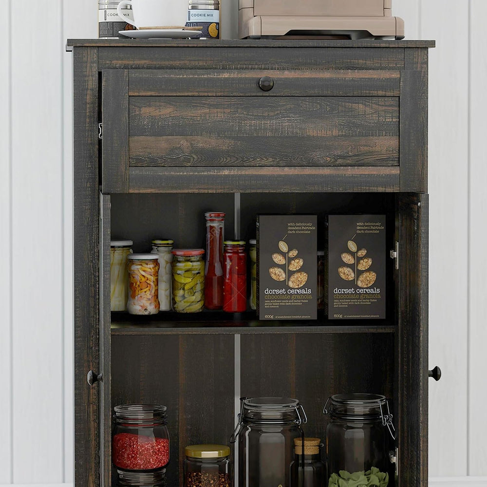 HOMCOM Farmhouse Barn Door Accent Cabinet with Double Doors Dark Brown