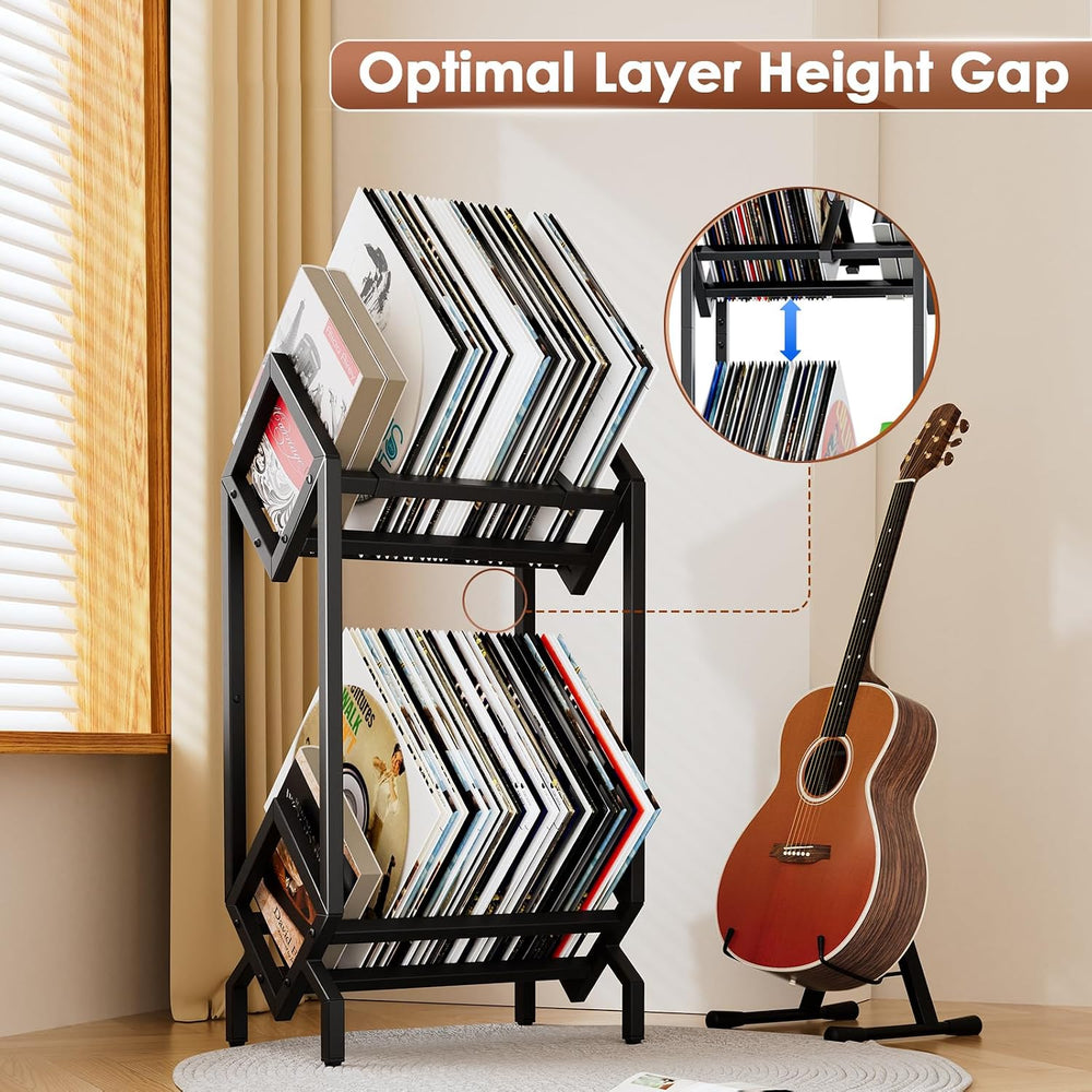 Vinyl Record Storage Rack, Record Holder 160-200 LP Storage Shelf Display Sta...