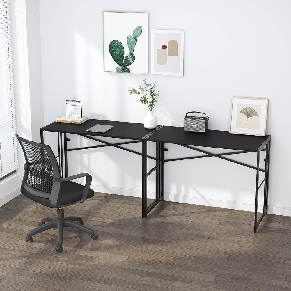 Lutown-Teen Folding Desk 40 inch No Assembly Required, Black