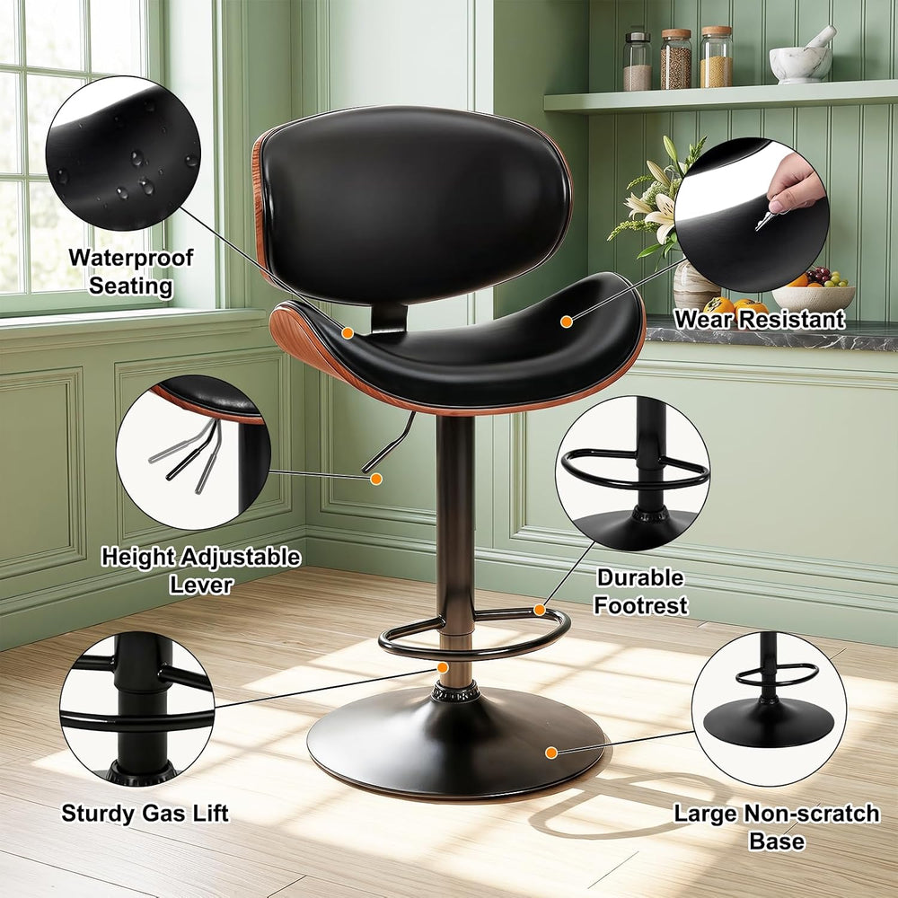 DUMOS Swivel Bar Stools Set of 2, Adjustable Counter Height Bar Chairs